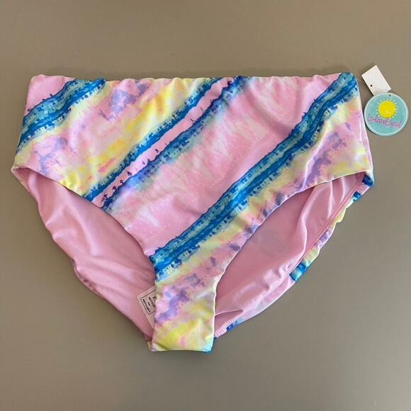 NWT Island Soul Pink Tye Dye Pull On Medium Coverage Bikini Bottoms Sz 3X - Picture 1 of 4
